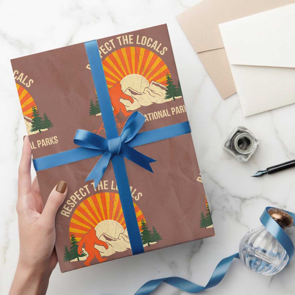 Respect The Locals Wrapping Paper Roll America's National Parks Vintage Bigfoot TS02 Mocha Print Your Wear