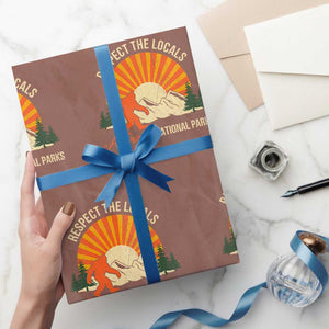 Respect The Locals Wrapping Paper Roll America's National Parks Vintage Bigfoot TS02 Mocha Print Your Wear