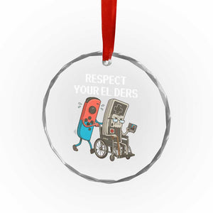 Respect Your Elders Retro Gaming Meme Crystal Glass Ornament Funny Gamer Controller 80s TS02 Print Your Wear