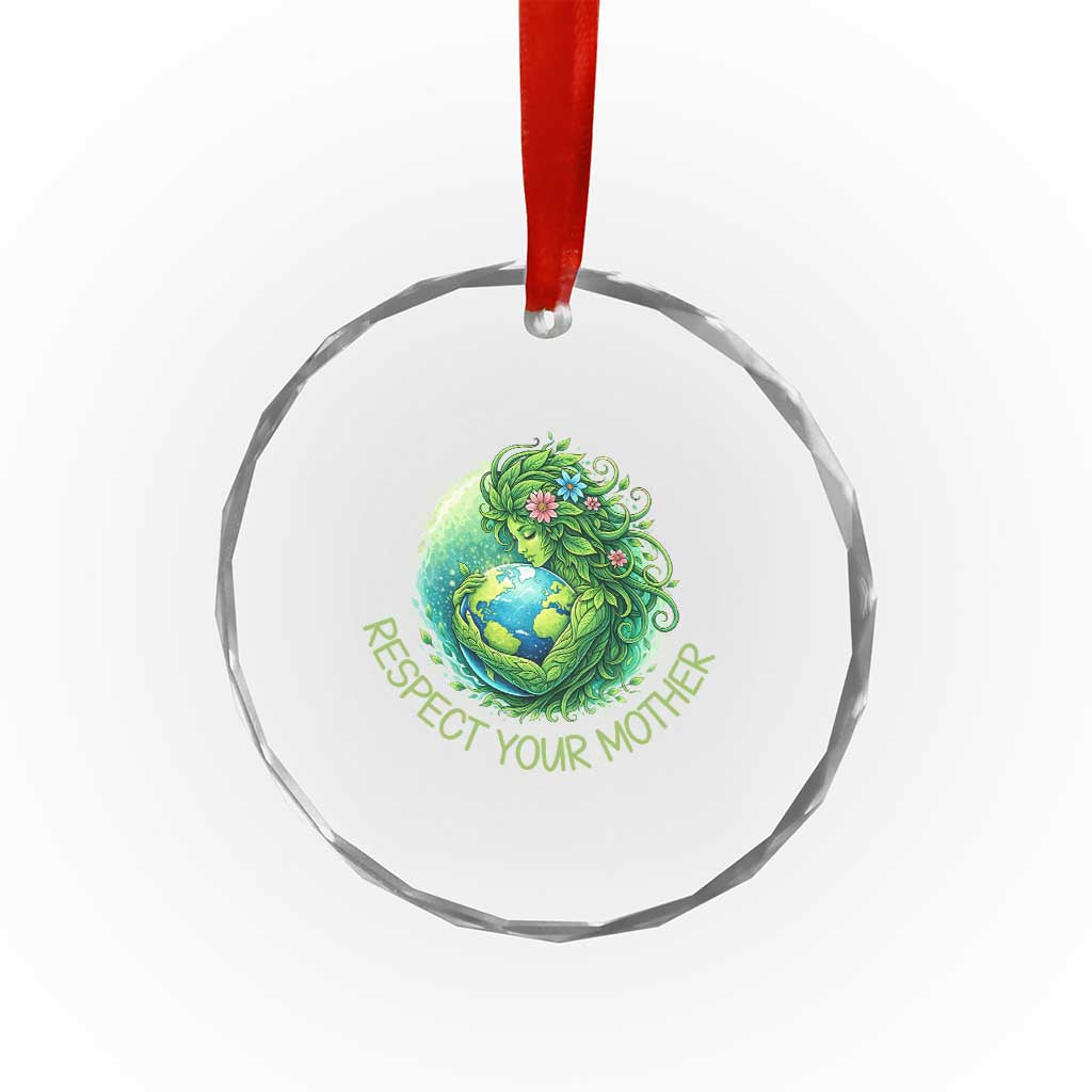 Respect Your Mother Crystal Glass Ornament Earth Mother Hugging Planet TS12 Print Your Wear