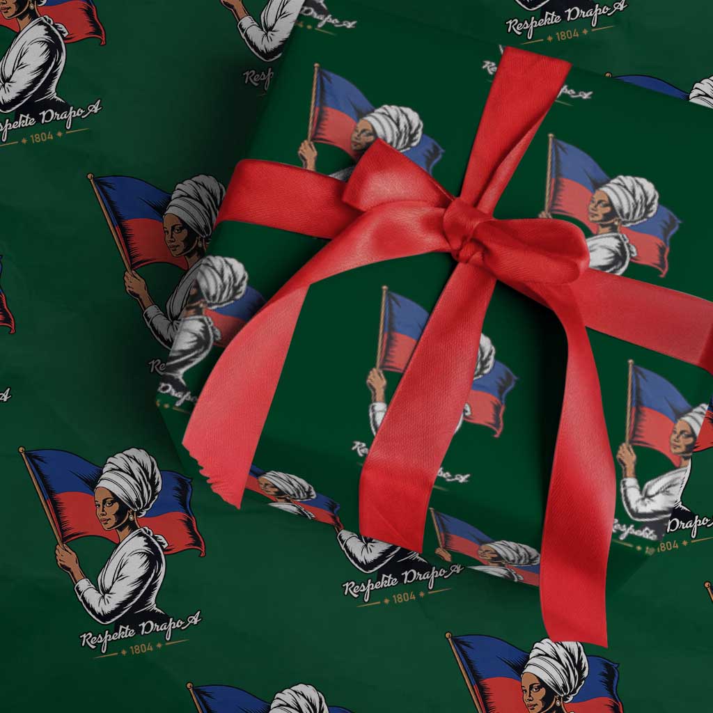 Respekte Drapo A 1804 Haitian Independence Day Wrapping Paper Roll Proud Haitian Woman Flag Heritage