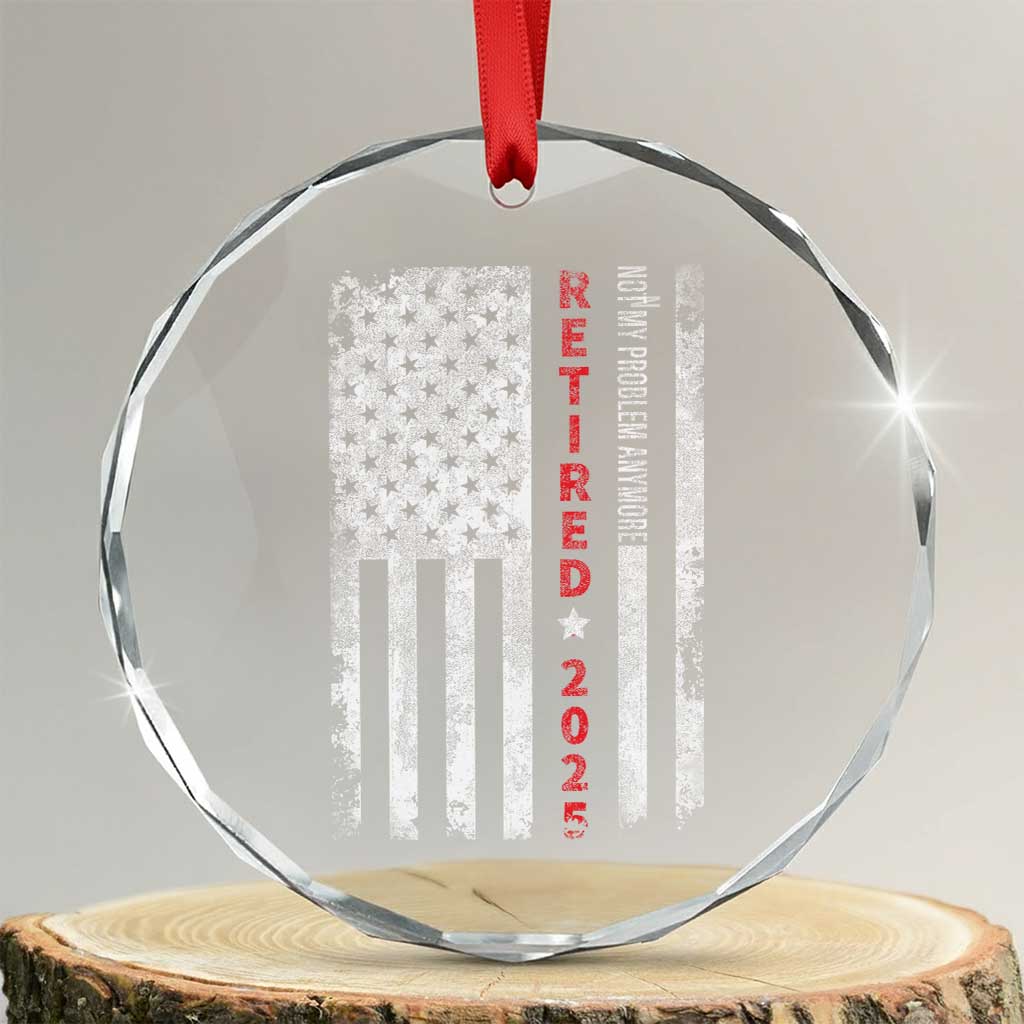 Retired 2025 Crystal Glass Ornament Vintage Old American Flag TS10 Transparent Glass 3'' Circle Print Your Wear