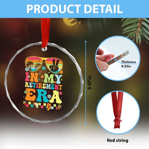 Retired Est 2025 Crystal Glass Ornament In My Retirement Era Groovy Summer Vibes TS10 Print Your Wear