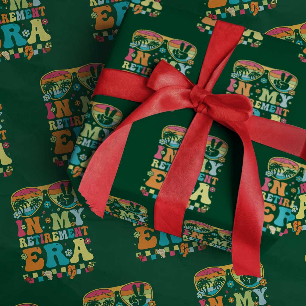 Retired Est 2025 Wrapping Paper Roll In My Retirement Era Groovy Summer Vibes TS10 Green Print Your Wear