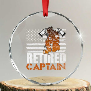 Retired Firefighter Captain Crystal Glass Ornament Vintage Retirement Gifts Fireman American Flag TS10 Transparent Glass 3'' Circle Print Your Wear