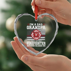 Retired Firefighter Grandpa Heart Crystal Glass Ornament Retro American Flag TS10 Print Your Wear