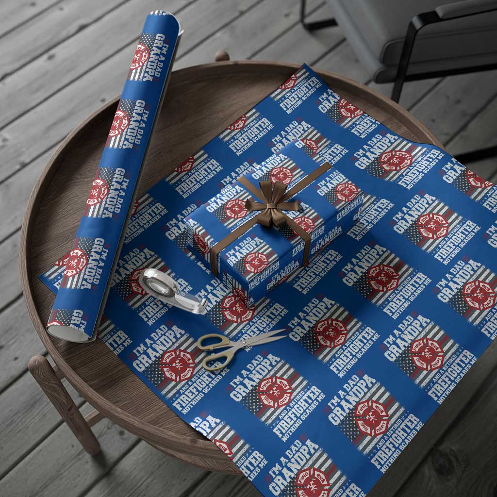 Retired Firefighter Grandpa Wrapping Paper Roll Retro American Flag TS10 Blue Print Your Wear