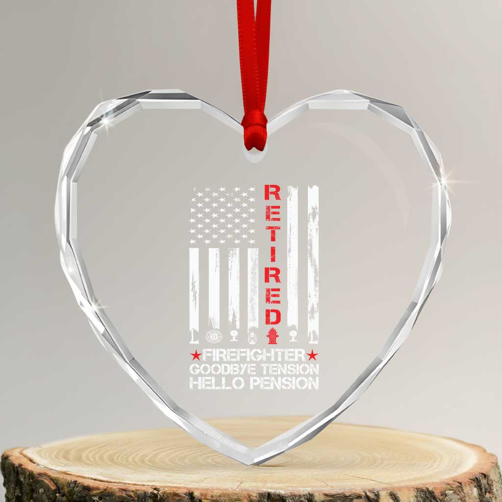 Retired Firefighter Heart Crystal Glass Ornament Goodbye Tension Hello Pension Fireman Retirement Gifts TS10 Transparent Glass 3'' Heart Print Your Wear