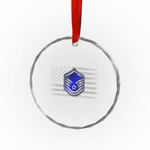 Retired Master Sergeant Of The Air Force Veteran Crystal Glass Ornament Vintage USA Flag Veterans TS10 Print Your Wear