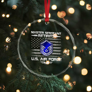 Retired Master Sergeant Of The Air Force Veteran Crystal Glass Ornament Vintage USA Flag Veterans TS10 Print Your Wear