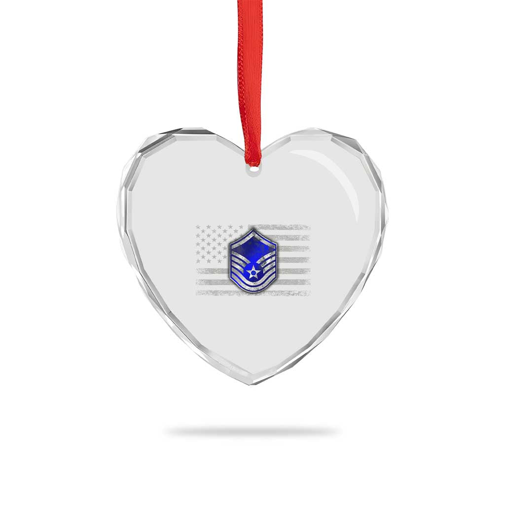 Retired Master Sergeant Of The Air Force Veteran Heart Crystal Glass Ornament Vintage USA Flag Veterans TS10 Print Your Wear