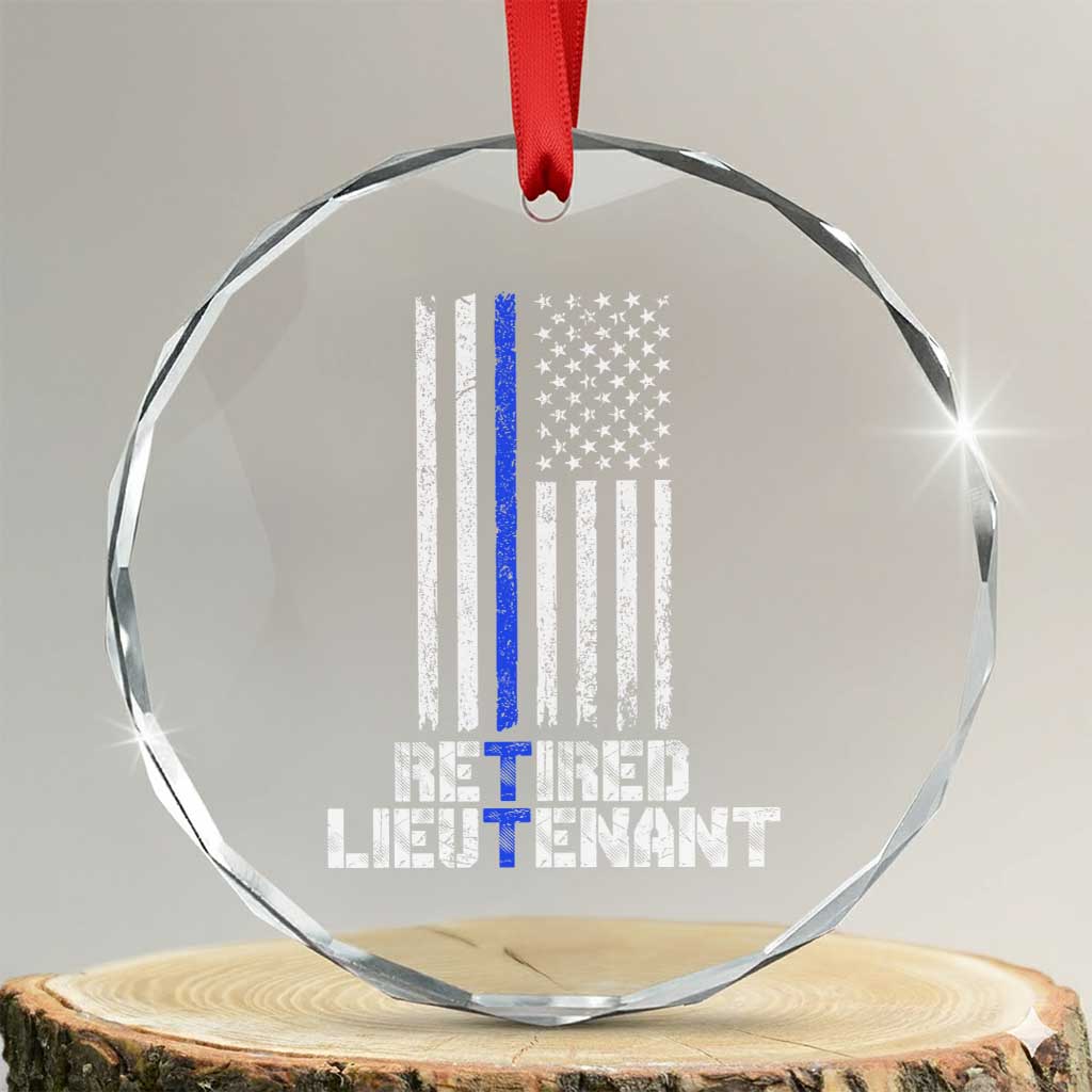Retired Police Lieutenant Crystal Glass Ornament Retirement Thin Blue Line American Flags TS10 Transparent Glass 3'' Circle Print Your Wear