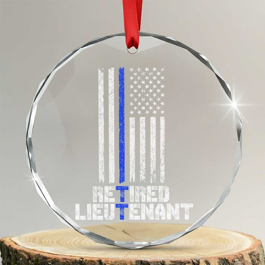 Retired Police Lieutenant Crystal Glass Ornament Retirement Thin Blue Line American Flags TS10 Transparent Glass 3'' Circle Print Your Wear
