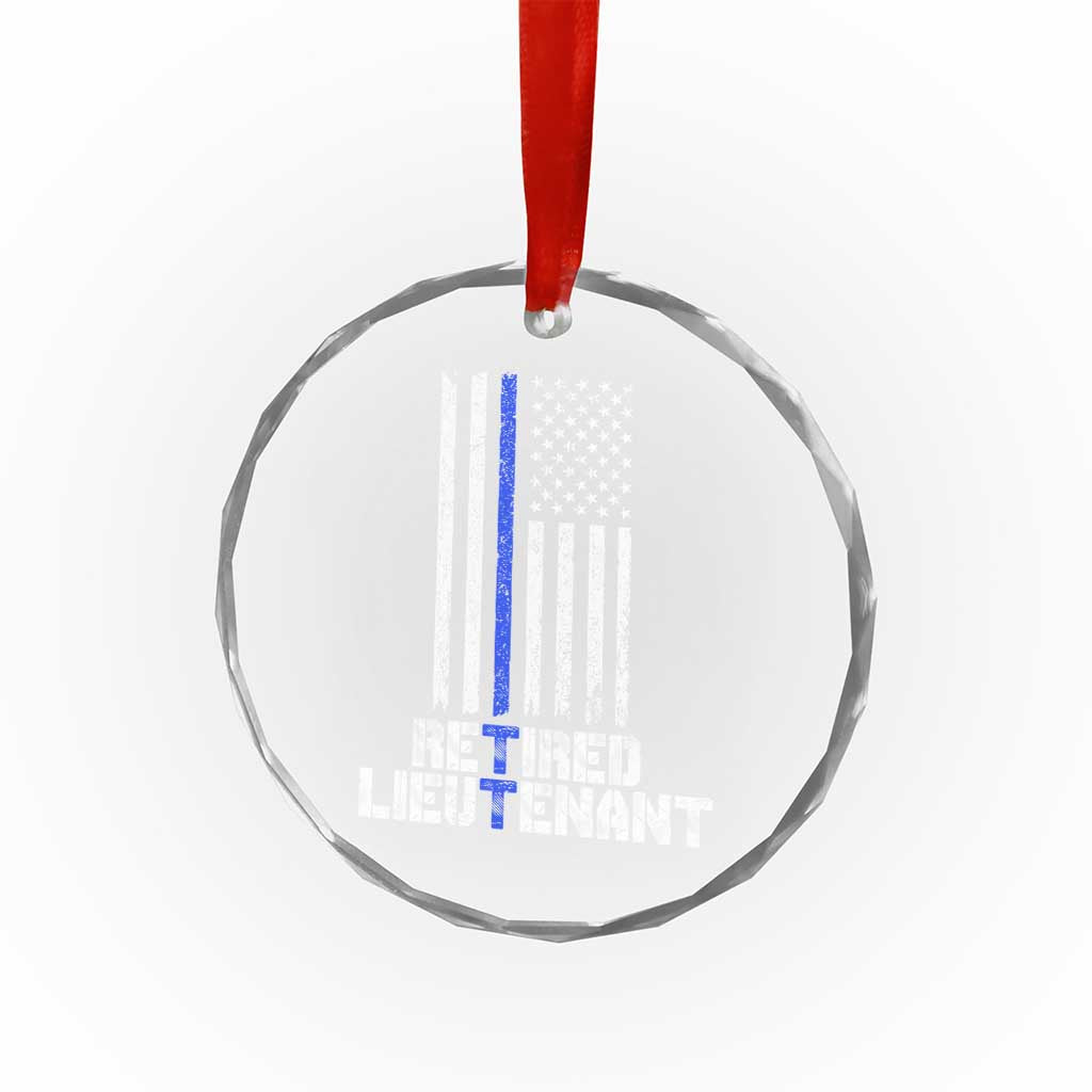 Retired Police Lieutenant Crystal Glass Ornament Retirement Thin Blue Line American Flags TS10 Transparent Glass 3'' Circle Print Your Wear