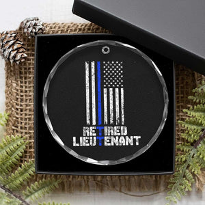 Retired Police Lieutenant Crystal Glass Ornament Retirement Thin Blue Line American Flags TS10 Print Your Wear