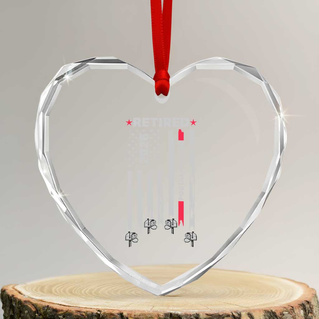 Retired Postal Worker 2026 Heart Crystal Glass Ornament Retro US Flag Mailman Postman Retirement Gifts TS10 Transparent Glass 3'' Heart Print Your Wear