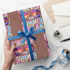 Retired Teacher Wrapping Paper Roll Forever On Summer Break Retirement 2026 TS10 Mocha Print Your Wear