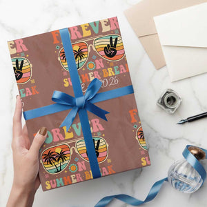 Retired Teacher Gift Wrapping Paper Roll Forever On Summer Break Retirement 2026 TS10 Mocha Print Your Wear