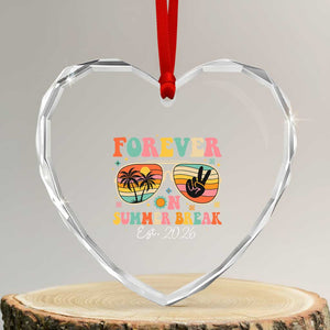 Retired Teacher Gift Heart Crystal Glass Ornament Forever On Summer Break Retirement 2026 TS10 Transparent Glass 3'' Heart Print Your Wear