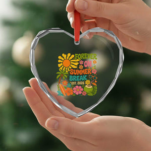 Retired Teacher Gift Heart Crystal Glass Ornament Forever On Summer Break Retirement 2026 Vintage Flower Graphic TS10 Print Your Wear