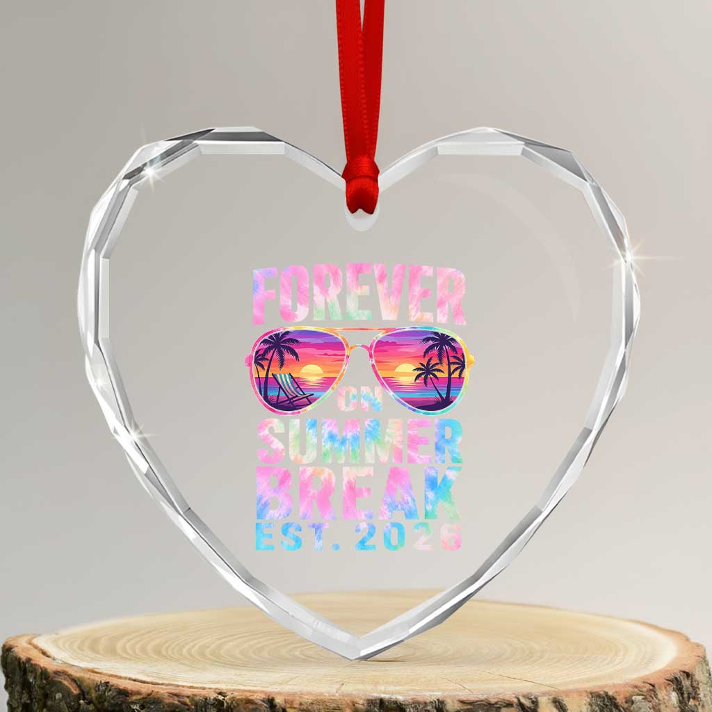 Retired Teacher Heart Crystal Glass Ornament Forever On Summer Break Retirement 2026 TS10 Transparent Glass 3'' Heart Print Your Wear