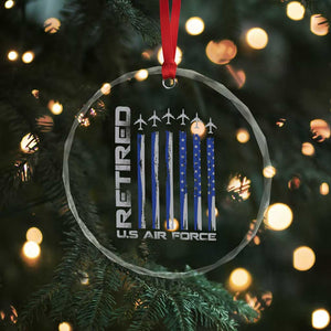 Retired US Air Force Crystal Glass Ornament Vintage USAF Veteran USA Flag TS10 Print Your Wear