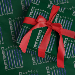 Retired US Air Force Wrapping Paper Roll Vintage USAF Veteran USA Flag TS10 Green Print Your Wear