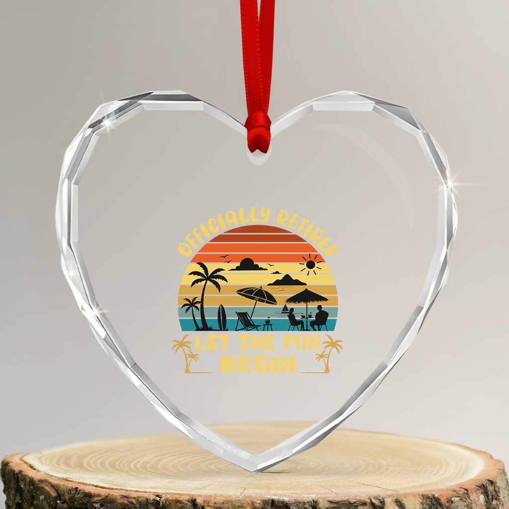 Retirement 2026 Heart Crystal Glass Ornament Officially Retired Let The Fun Begin Retro TS10 Transparent Glass 3'' Heart Print Your Wear