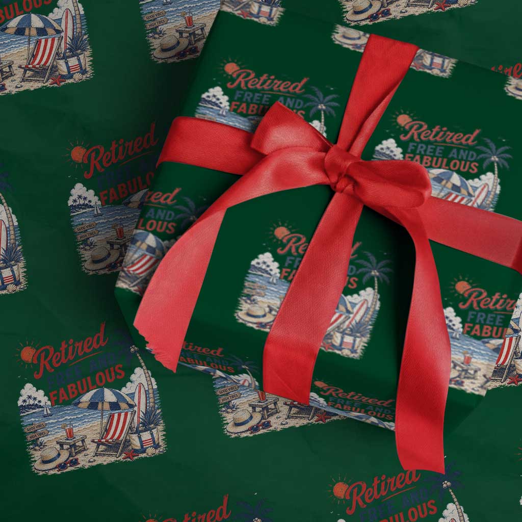 Retirement Gifts For Her Wrapping Paper Roll Retro Retired Free And Fabulous Beach Summer Vacation Vintage