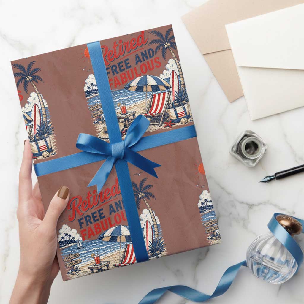 Retirement Gifts For Her Wrapping Paper Roll Retro Retired Free And Fabulous Beach Summer Vacation Vintage