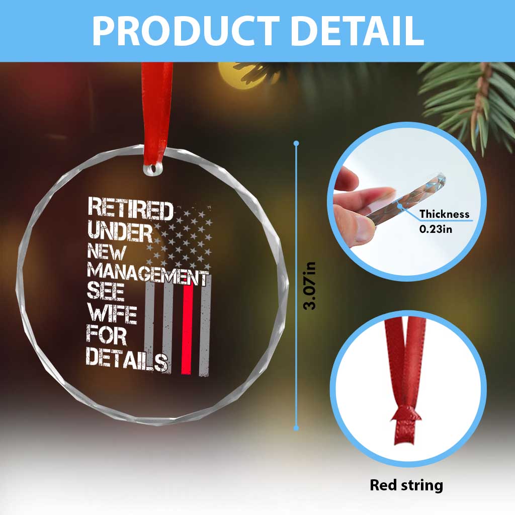 Retirement Gifts For Men Crystal Glass Ornament Retired Under New Management See Wife Retired Dad TS10 Print Your Wear