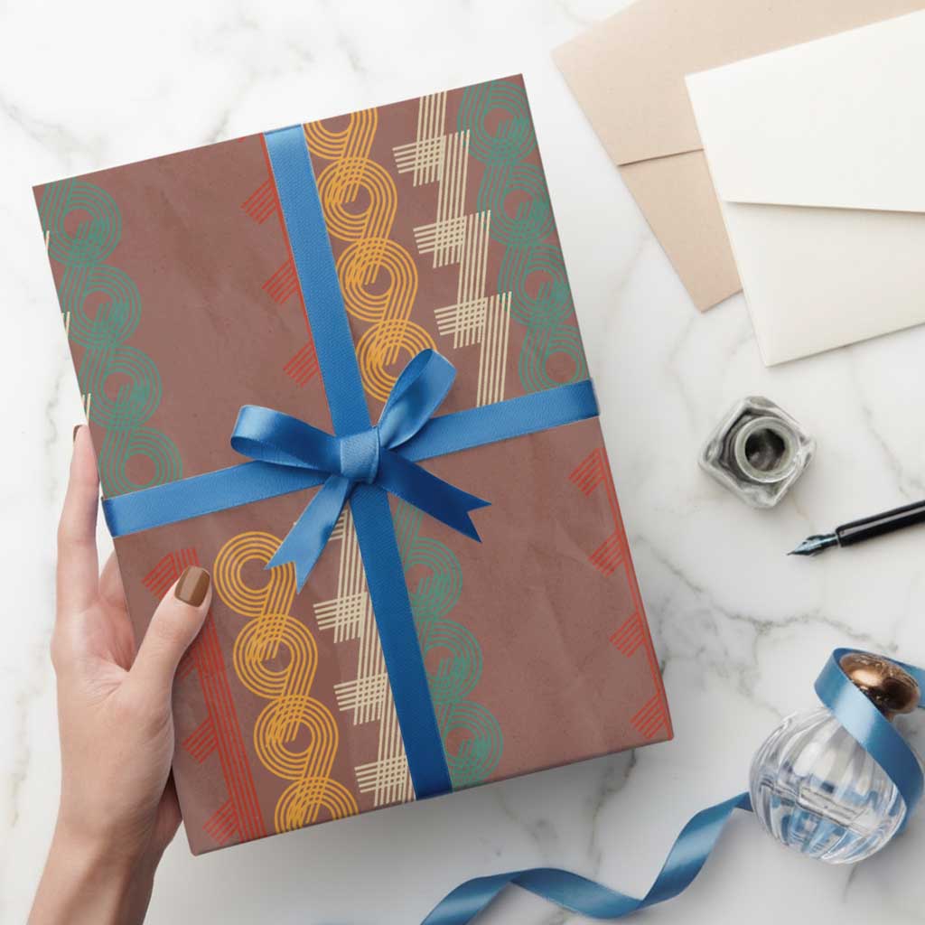 Retro 1976 Multi Line Neon Pop Typography Wrapping Paper Roll Vintage 50th Birthday Gift TS02 Mocha Print Your Wear