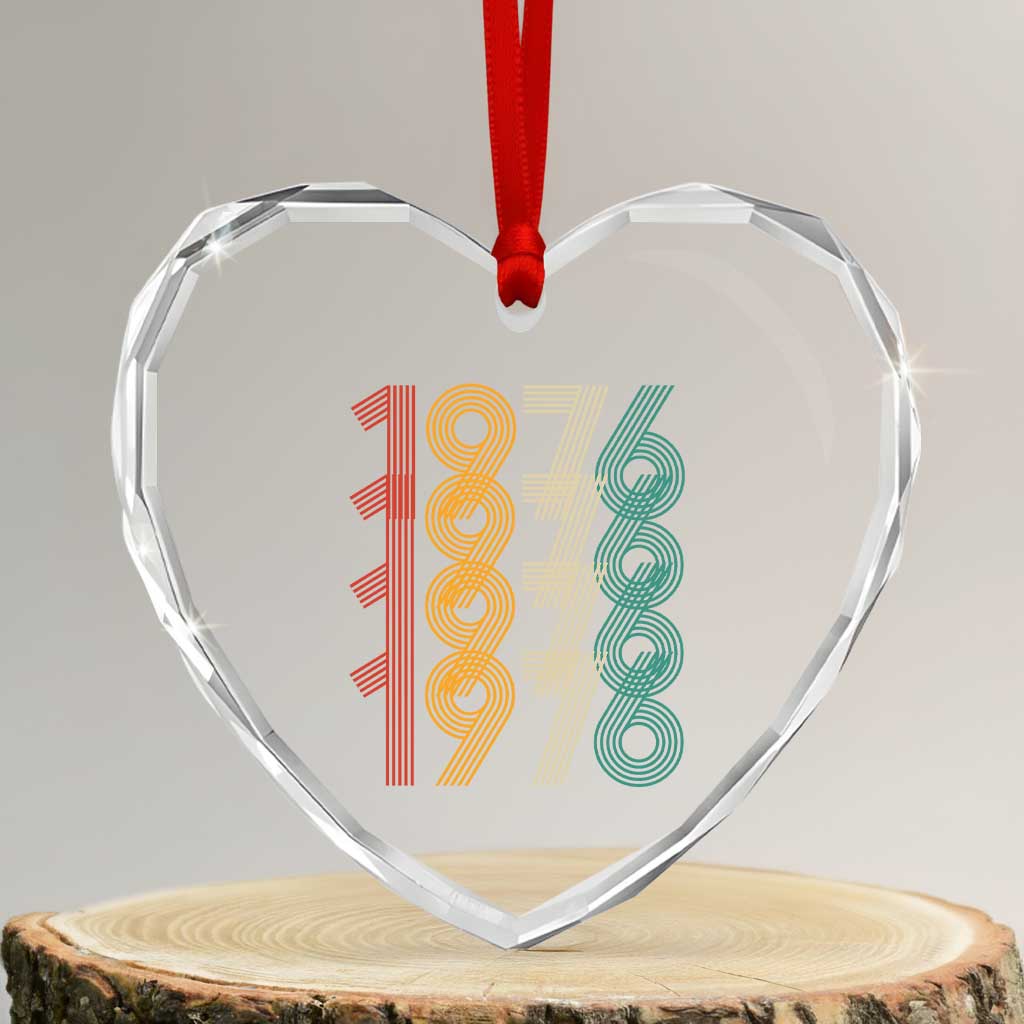 Retro 1976 Multi Line Neon Pop Typography Heart Crystal Glass Ornament Vintage 50th Birthday Gift TS02 Transparent Glass 3'' Heart Print Your Wear