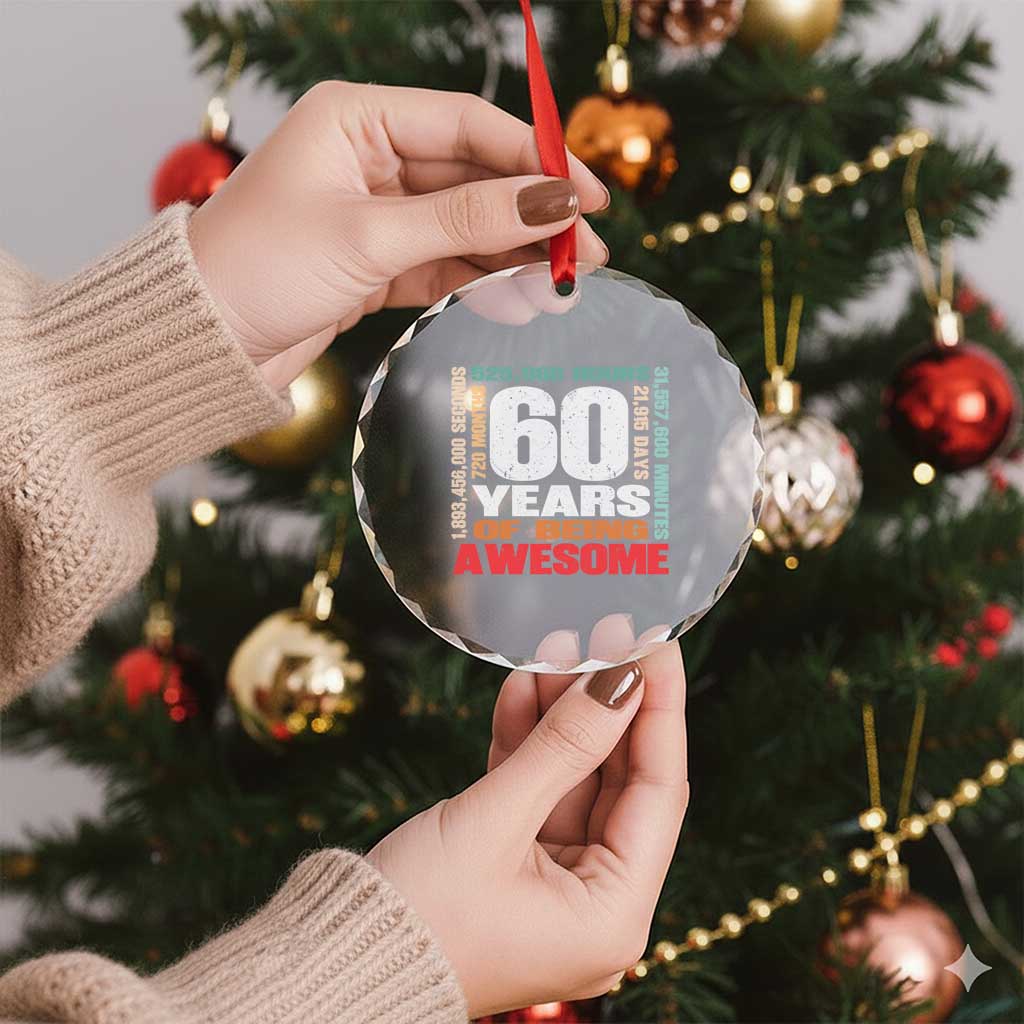 Retro 60 Years Of Being Awesome Crystal Glass Ornament 60th Birthday Gift Idea TS12 Print Your Wear