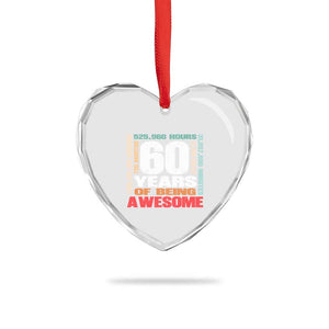 Retro 60 Years Of Being Awesome Heart Crystal Glass Ornament 60th Birthday Gift Idea TS12 Print Your Wear