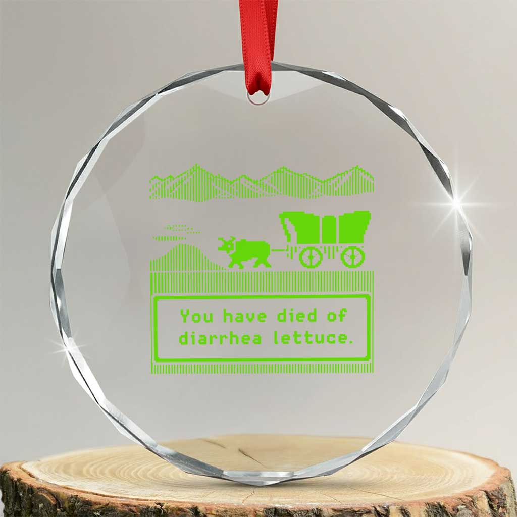 Retro 8-Bit Pixel 80s Game Over Parody Graphic Crystal Glass Ornament You Have Died Of Diarrhea Lettuce TS02 Transparent Glass 3'' Circle Print Your Wear