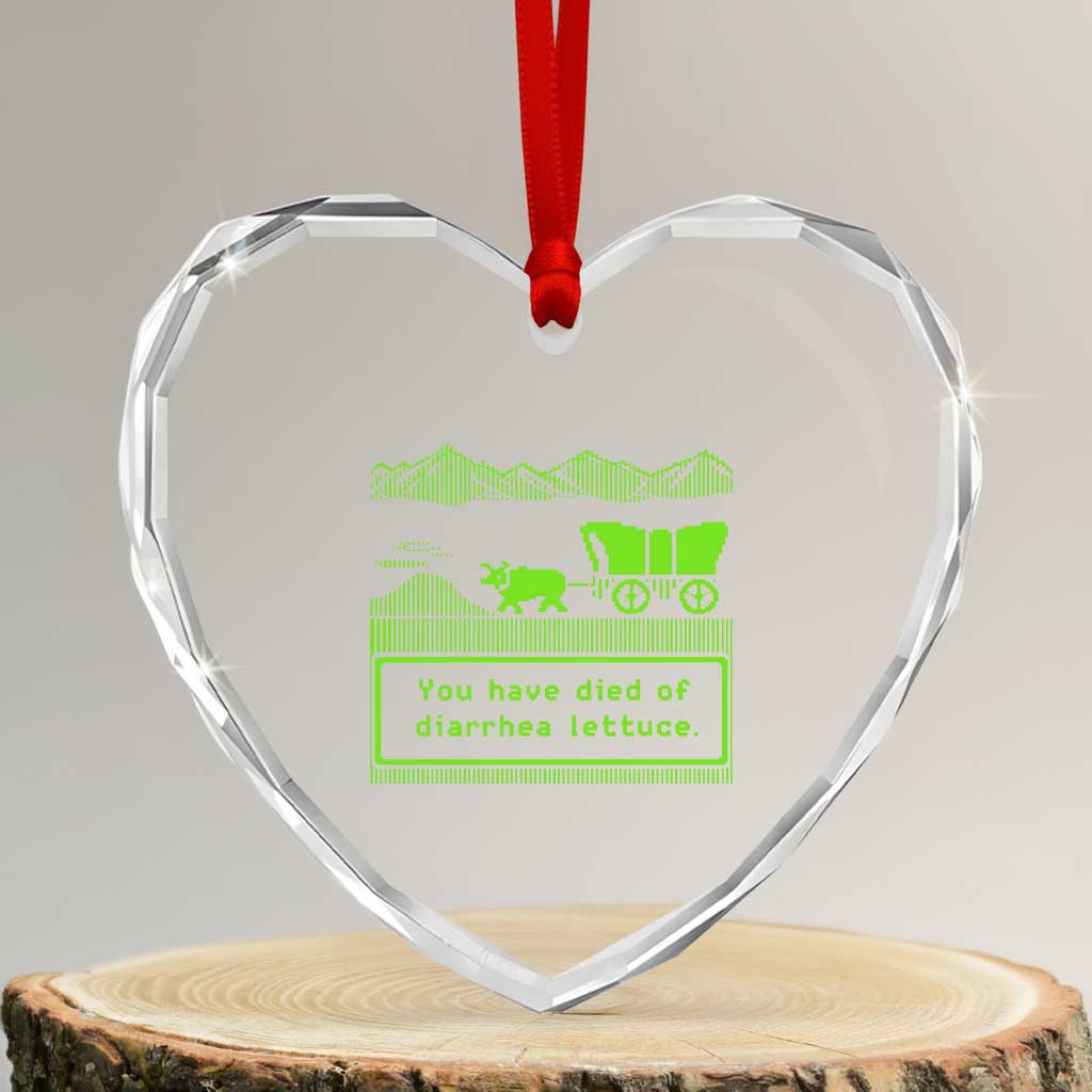 Retro 8-Bit Pixel 80s Game Over Parody Graphic Heart Crystal Glass Ornament You Have Died Of Diarrhea Lettuce TS02 Transparent Glass 3'' Heart Print Your Wear