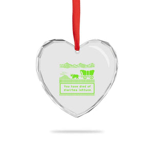 Retro 8-Bit Pixel 80s Game Over Parody Graphic Heart Crystal Glass Ornament You Have Died Of Diarrhea Lettuce