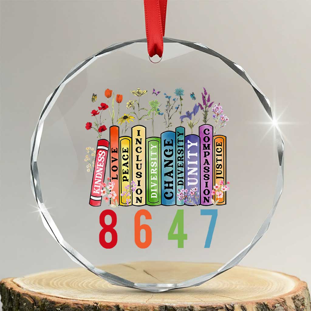 Retro 8647 Crystal Glass Ornament Equal Rights Book Flower Feminist Women Rights TS10 Transparent Glass 3'' Circle Print Your Wear