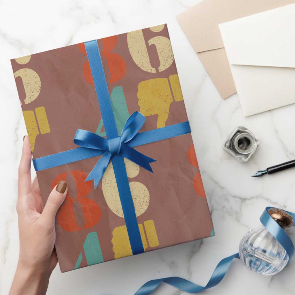 Retro 8647 Wrapping Paper Roll Classic Retro Vintage 80s Style TS10 Mocha Print Your Wear