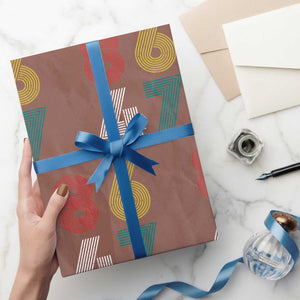 Retro 8647 Wrapping Paper Roll Classic Retro Vintage 80s Subtle FDT TS10 Mocha Print Your Wear