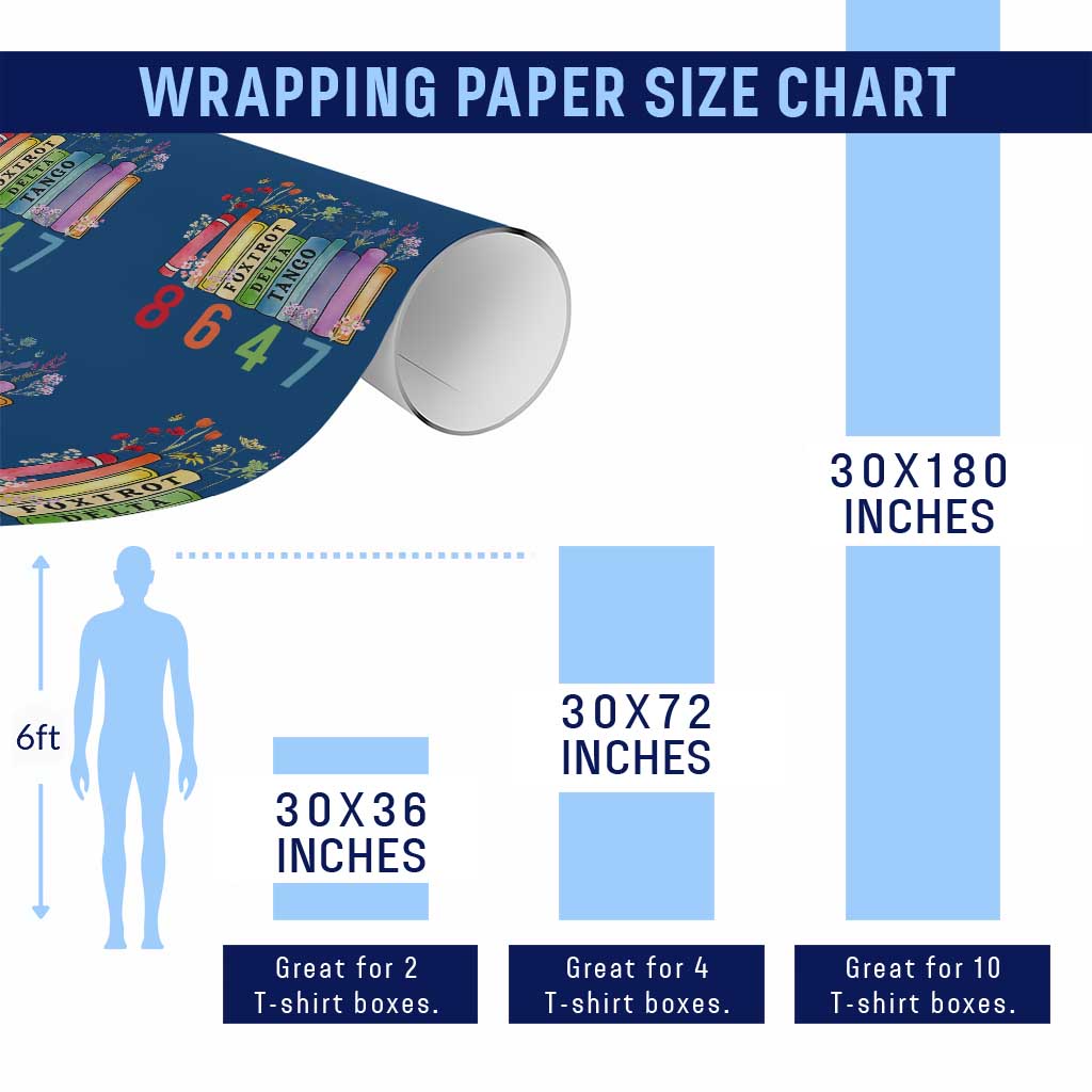 Retro 8647 Wrapping Paper Roll Foxtrots Delta Tangos Book Flower TS10 Print Your Wear