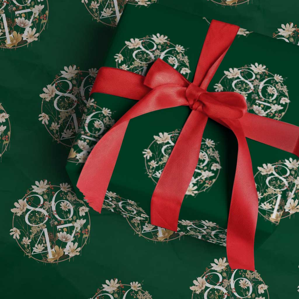 Retro 8647 Wrapping Paper Roll Subtle FDT Wild Flower Aesthetic TS10 Green Print Your Wear