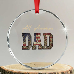 Retro All American Dad Crystal Glass Ornament 4th of July Father's Day TS14 Transparent Glass 3'' Circle Print Your Wear