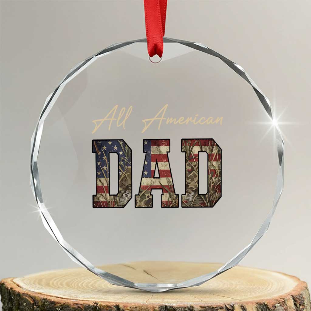 Retro All American Dad Crystal Glass Ornament 4th of July Father's Day TS14 Transparent Glass 3'' Circle Print Your Wear