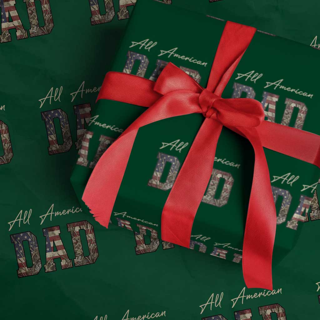 Retro All American Dad Wrapping Paper Roll 4th of July Father's Day TS14 Green Print Your Wear