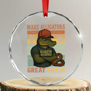 Retro Alligator Alcatraz Crystal Glass Ornament Funny Florida Everglades Dark Humor TS10 Transparent Glass 3'' Circle Print Your Wear