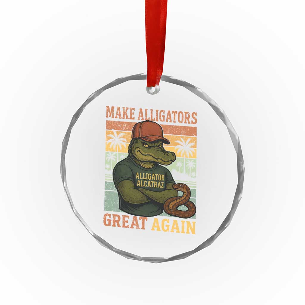 Retro Alligator Alcatraz Crystal Glass Ornament Funny Florida Everglades Dark Humor TS10 Print Your Wear