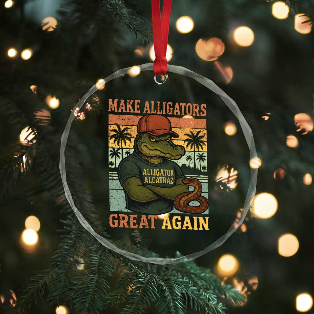 Retro Alligator Alcatraz Crystal Glass Ornament Funny Florida Everglades Dark Humor TS10 Print Your Wear