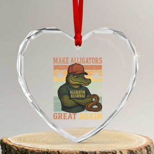 Retro Alligator Alcatraz Heart Crystal Glass Ornament Funny Florida Everglades Dark Humor TS10 Transparent Glass 3'' Heart Print Your Wear